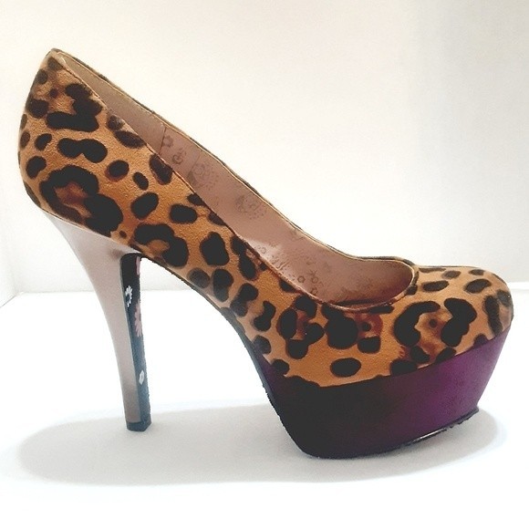 Betseyville By Betsey Johnson Leopard Platform Stiletto Heels US 9.5 Sexy High - Picture 2 of 11
